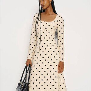 Reformation polka dot devi knit scoop neck dress